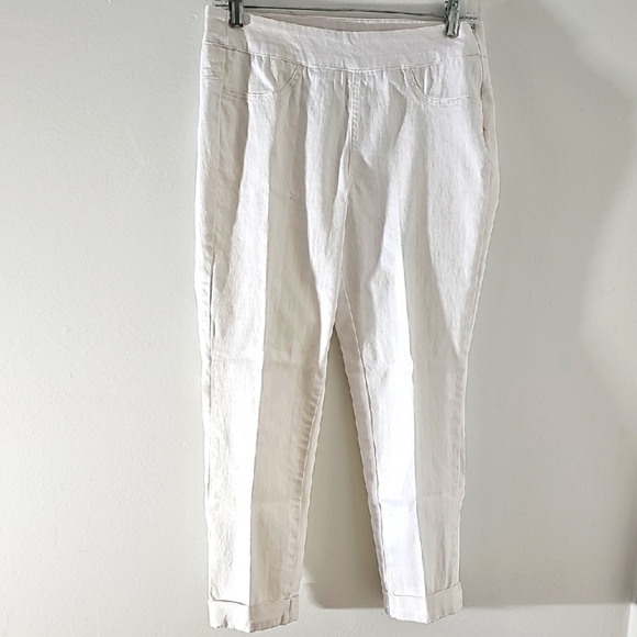 Womens White Pants With Enbrodery Pockets. Size Small P. Side Zipper. - Picture 1 of 8